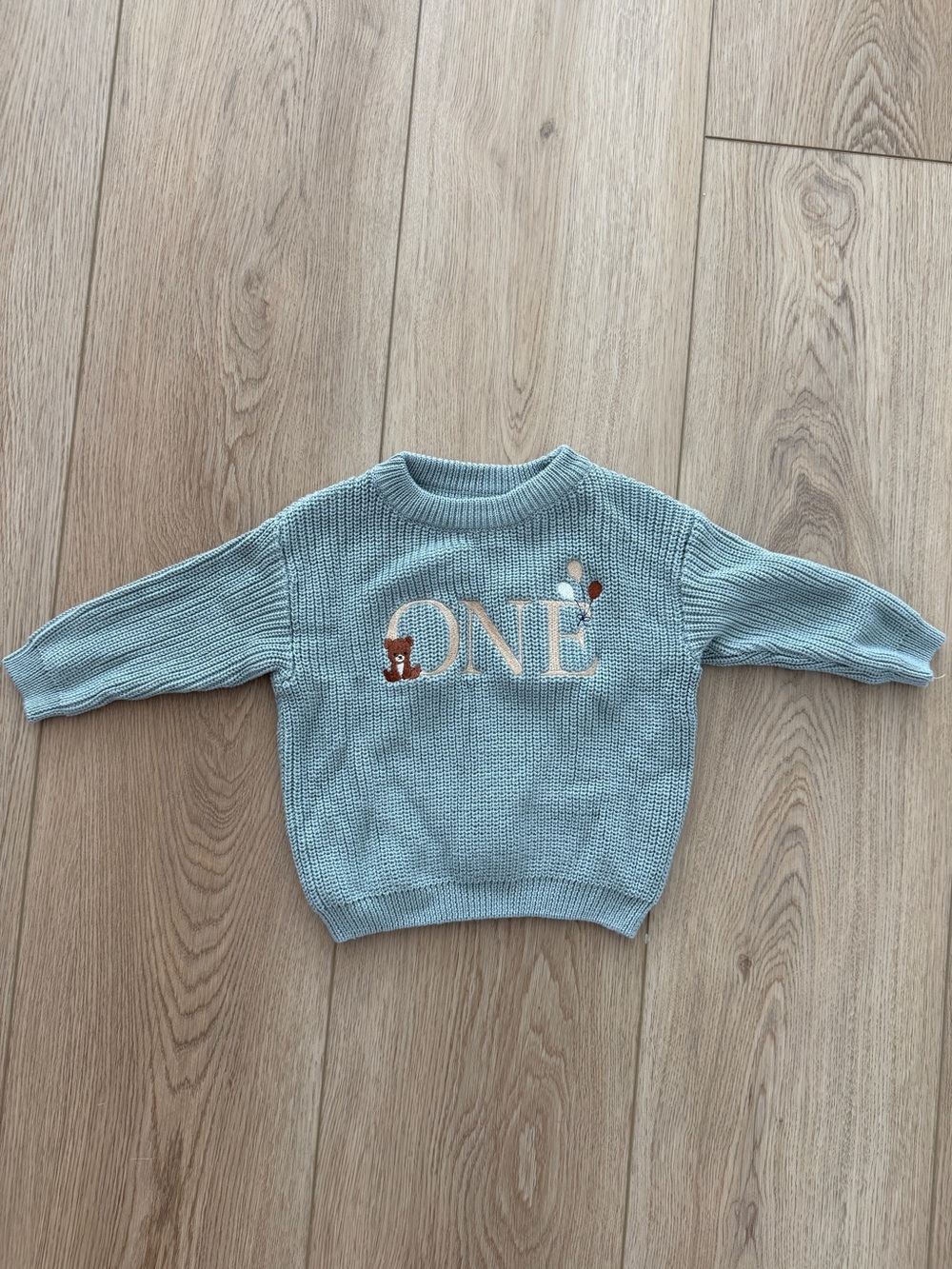 Baby Blue 'ONE' Knit Sweater Top for Kids